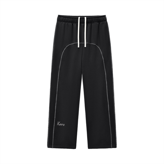 Karo Contrast-Stitched Fleece Sweatpants